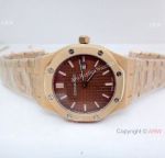 Copy Audemars Piguet Royal Oak Women  34mm Watch Quartz Rose Gold Brown Dial